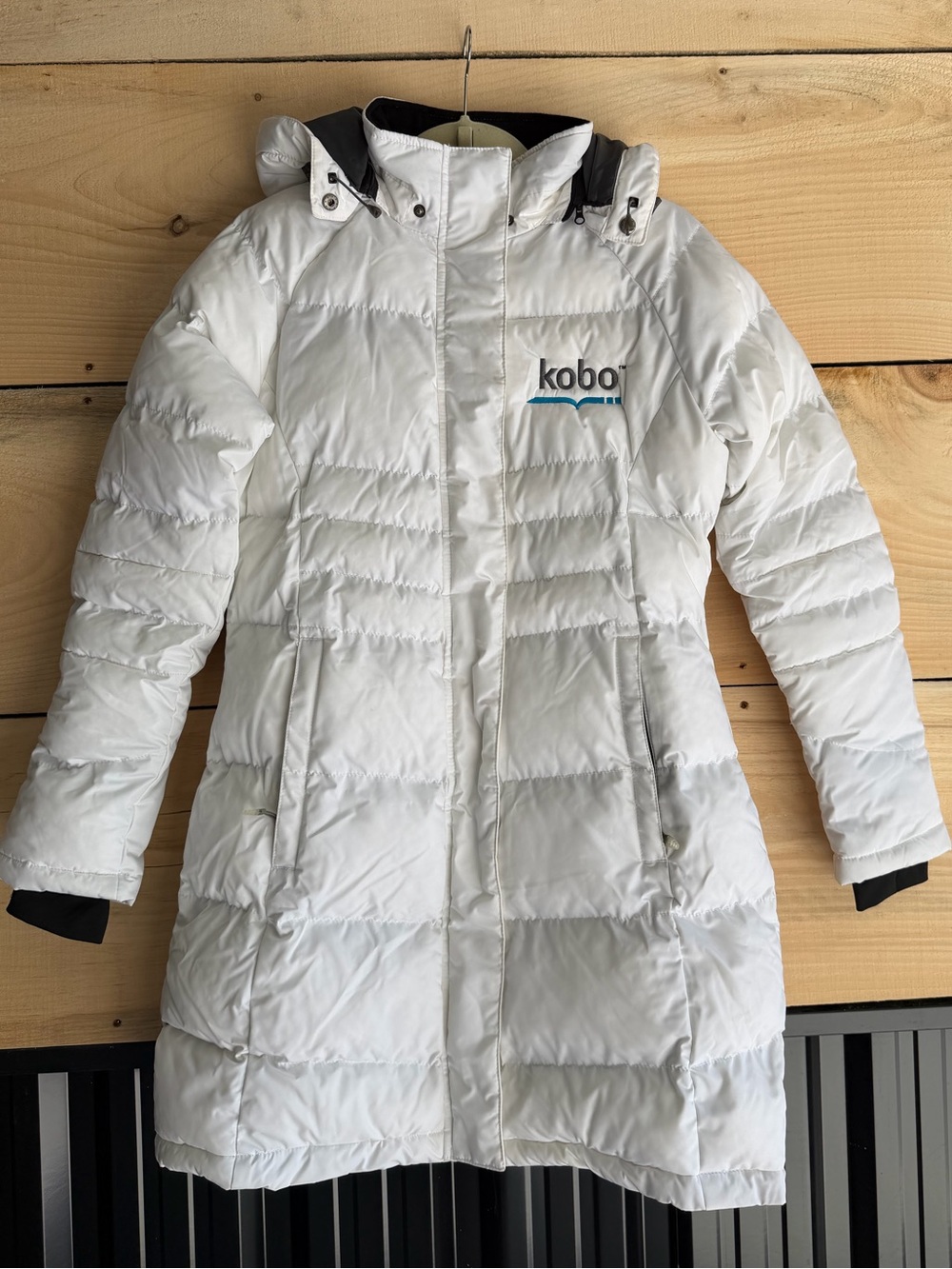 Women’s White Long Puffer Coat with Hood (never worn)